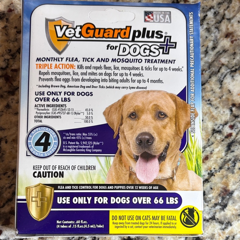 Plus Flea and Tick Treatment for Dogs - over 66lbs 4mo supply